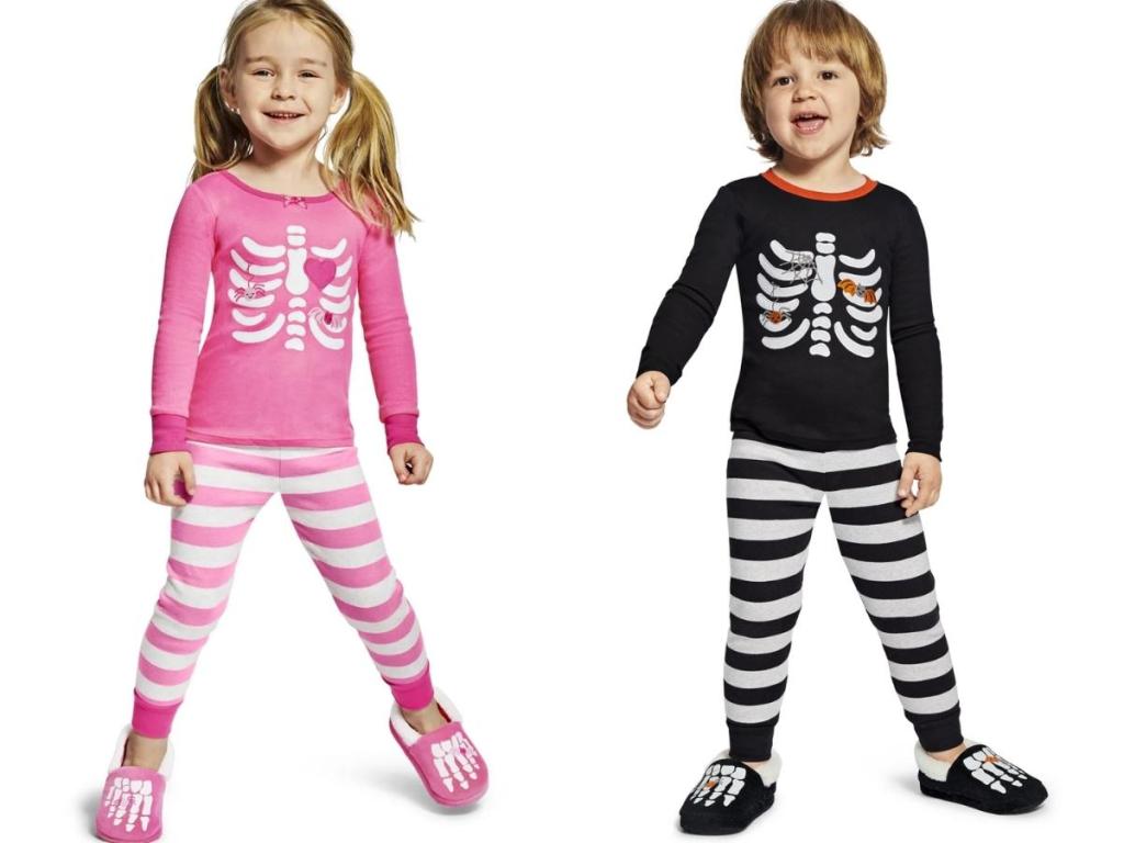 Gymmies Girls and Boys Matching Family Skeleton 2-Piece Pajama Set