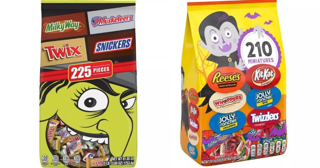 two bags of Halloween candy