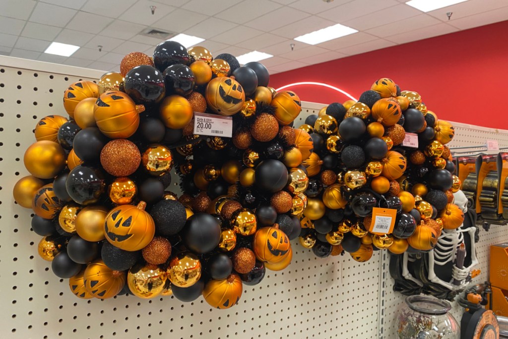 Halloween wreaths from Target on display