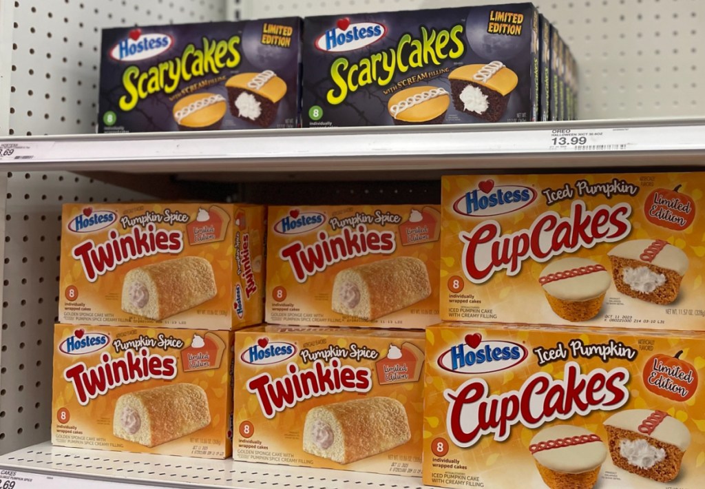 Hostess scary cakes and Twinkies displayed