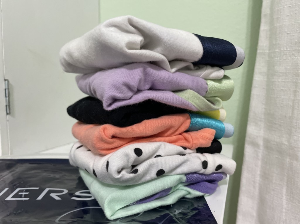 stack of girls cotton undies folded