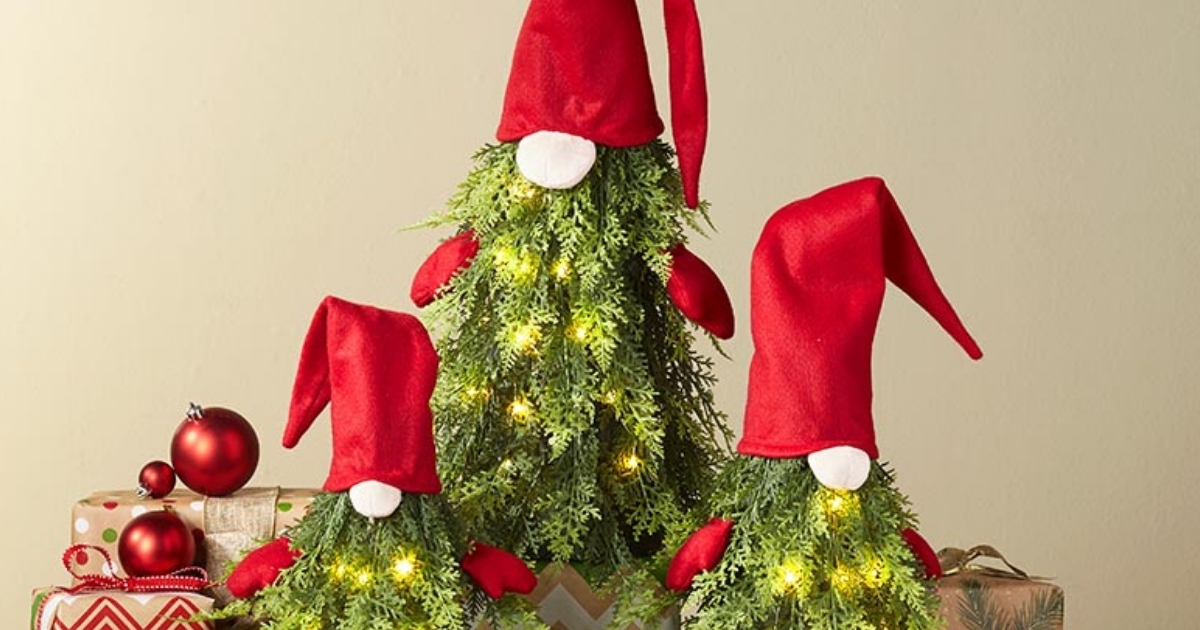 Lighted Christmas Gnome Trees