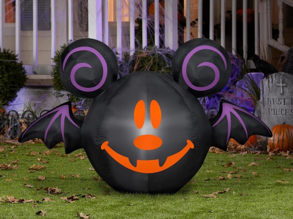 Ghost Mickey Mouse as Jack-O-Lantern Bat Inflatable