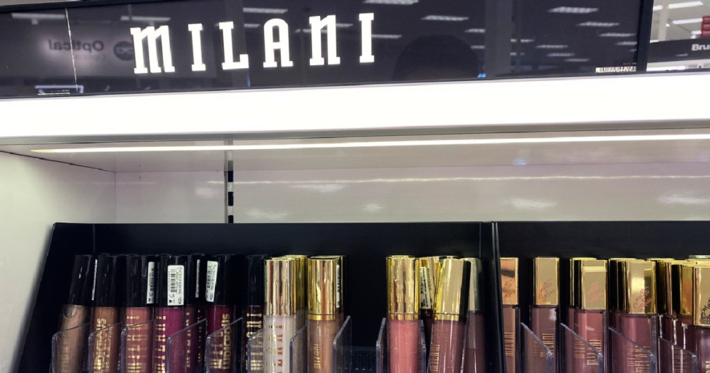 lip cosmetics on shelf at store