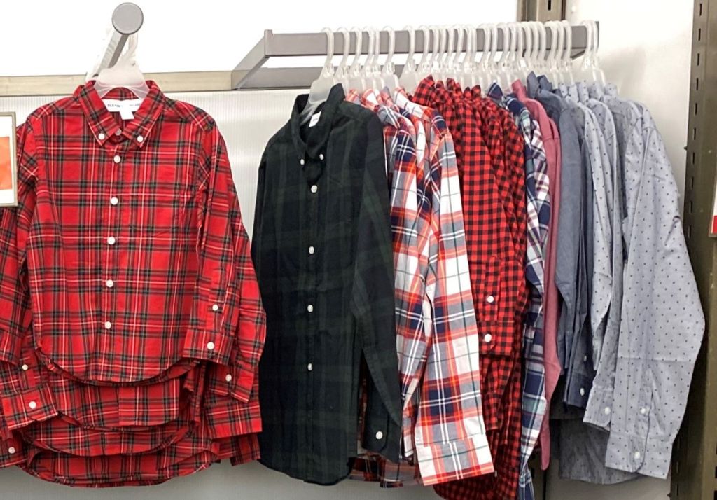 button down shirts on hangers