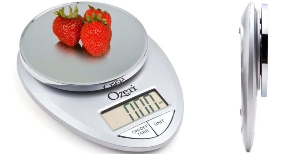 top and side view of a kitchen scale