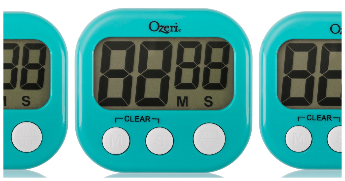Teal digital timer with white buttons