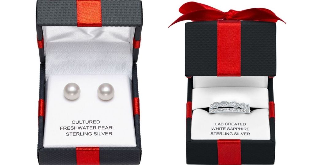 Pearl Earrings and Ring in Gift Box