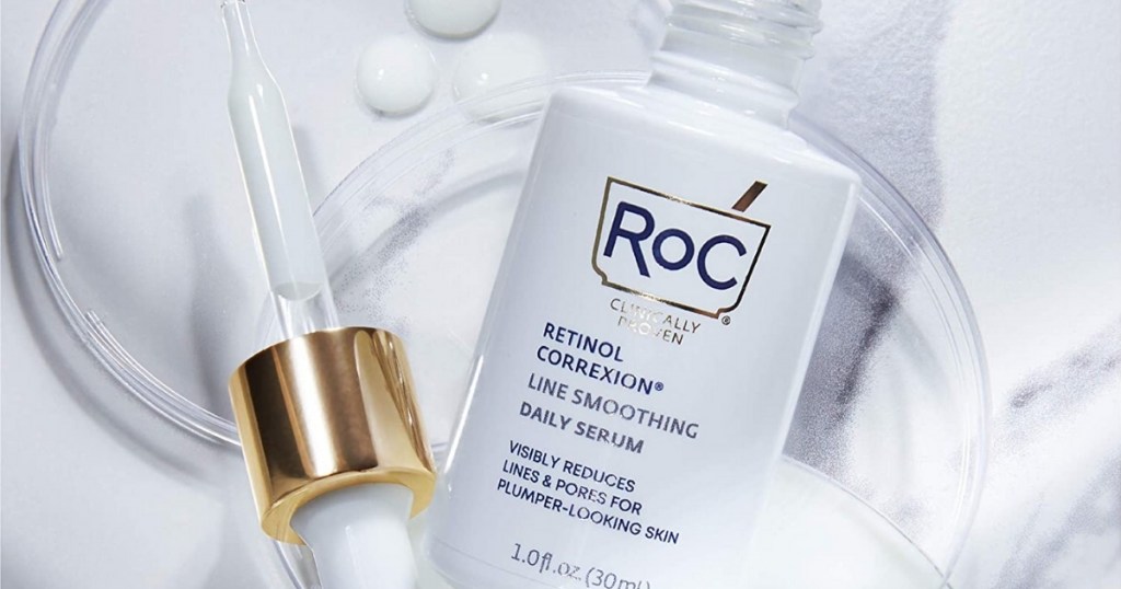 roc retinol serum bottle and applicator