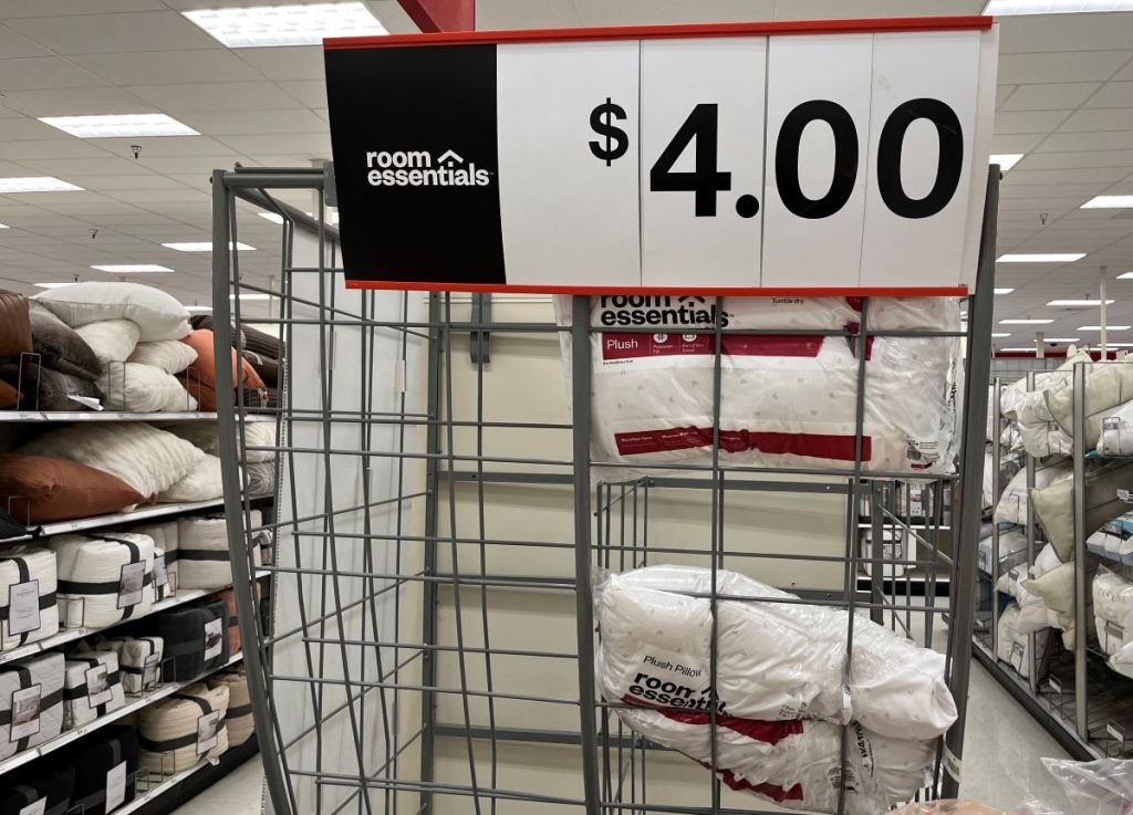 Target bin with pillows in it
