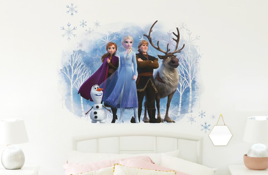 disney frozen characters decal on bedroom wall