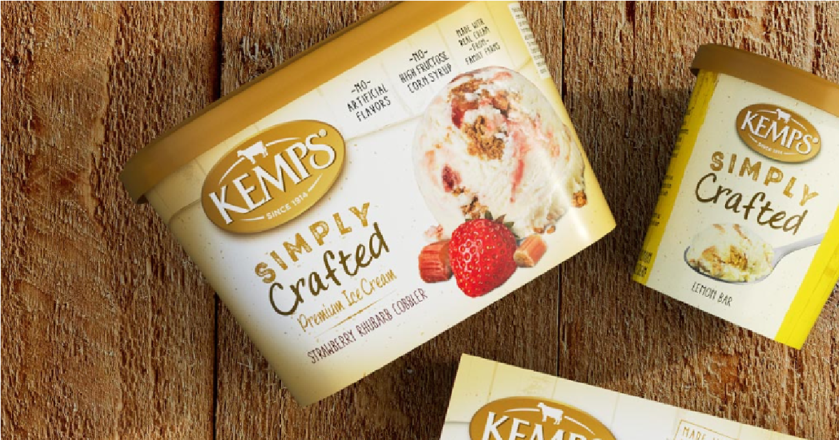 Kemps Simply Crafted Strawberry Rhubarb Cobbler Ice Cream Pint, 16 oz -  Kroger