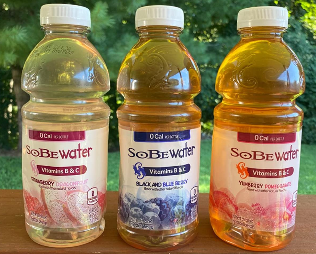 three bottles of SoBe Water