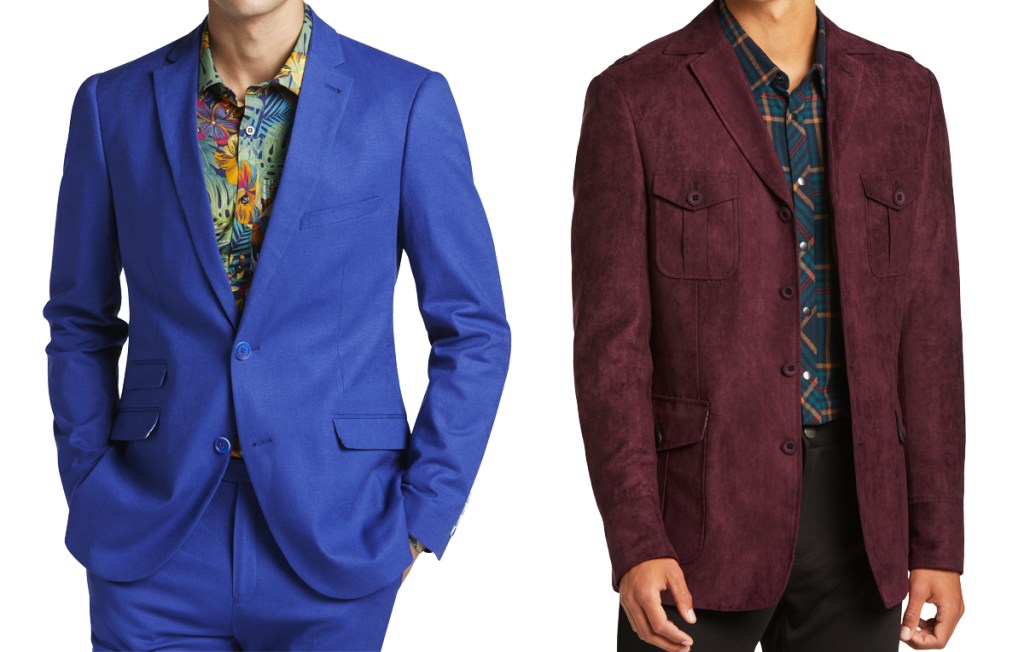 men in blue and red sport coats