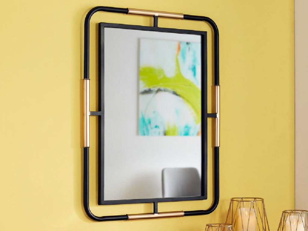 StyleWell Medium Rectangle Black & Gold Modern Accent Mirror