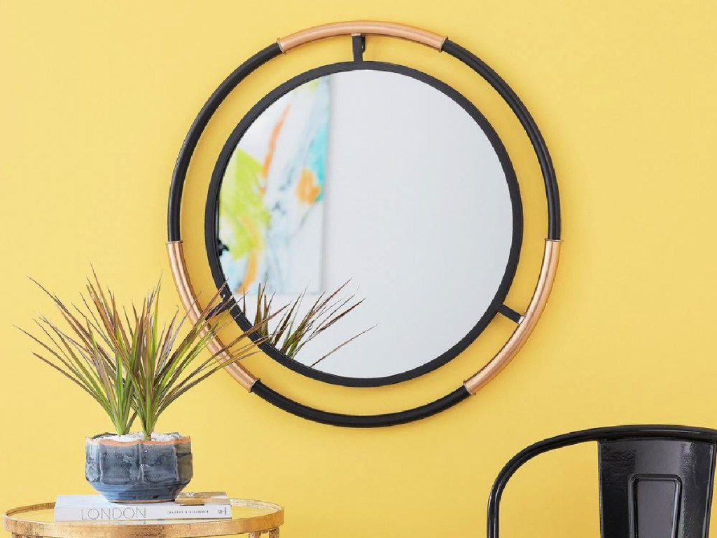 StyleWell Medium Round Black & Gold Modern Accent Mirror