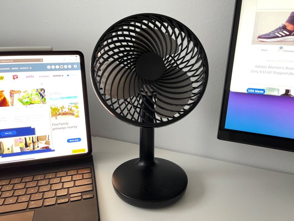 fan next to a computer