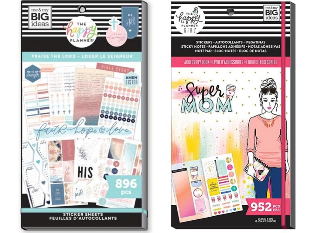 the happy planner praise the lord and super mom sticker sets