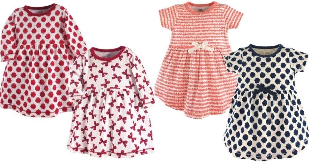 2 pack dresses from touched by nature with bows and scribble dot
