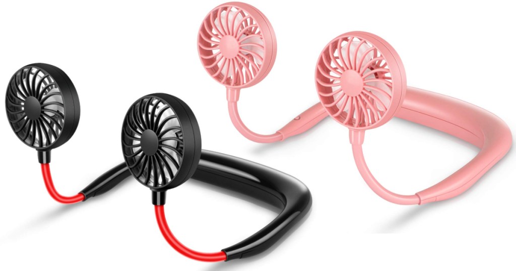 black and pink USB neck fans