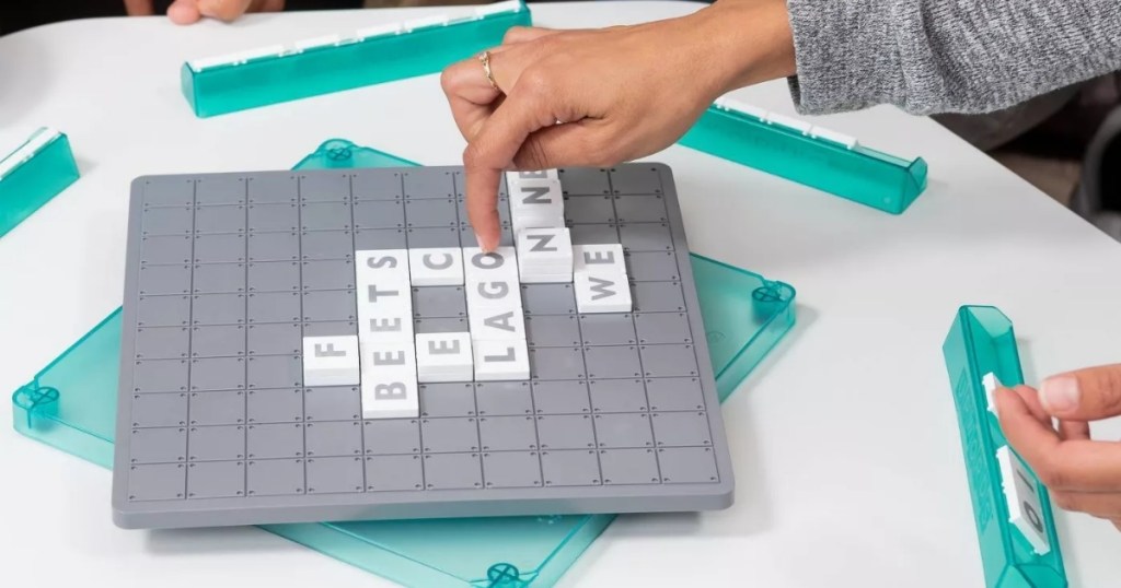 upwords board game with tiles and board