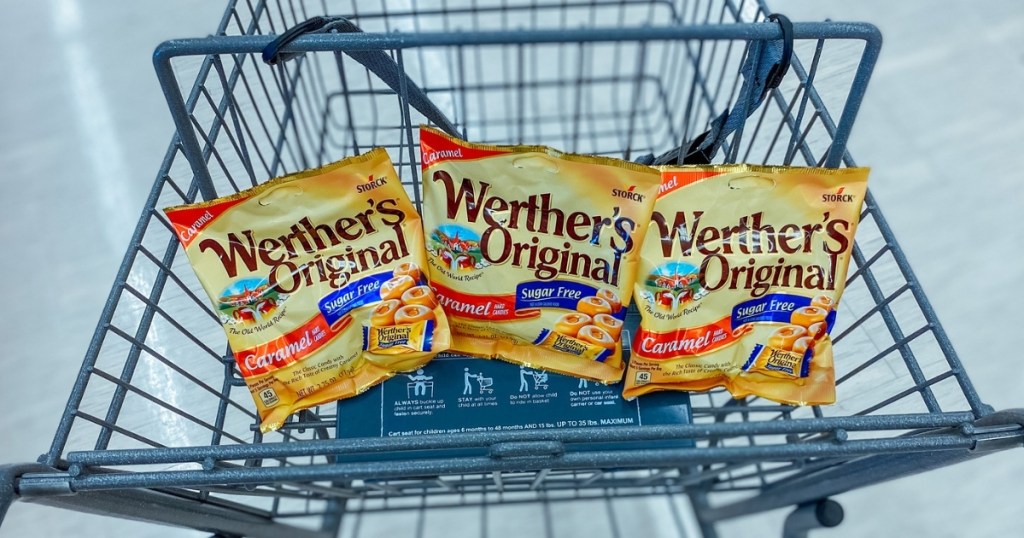 three bags of werther's originals in shopping cart