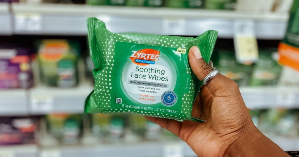 zyrtec soothing face wipes for allergies at walgreens