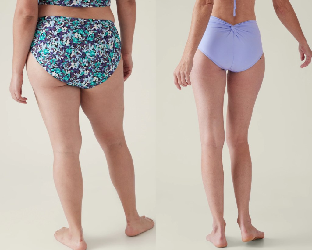 floral and lavender full coverage swim bottoms