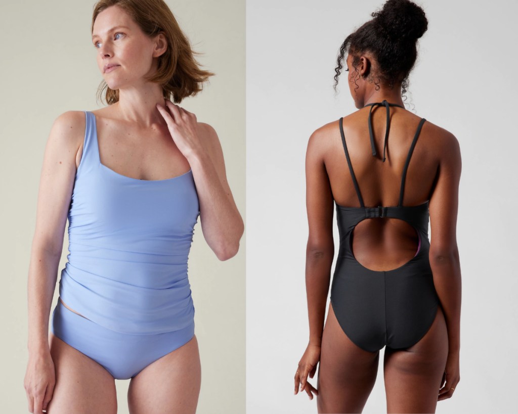 lavender and black one piece swimsuits