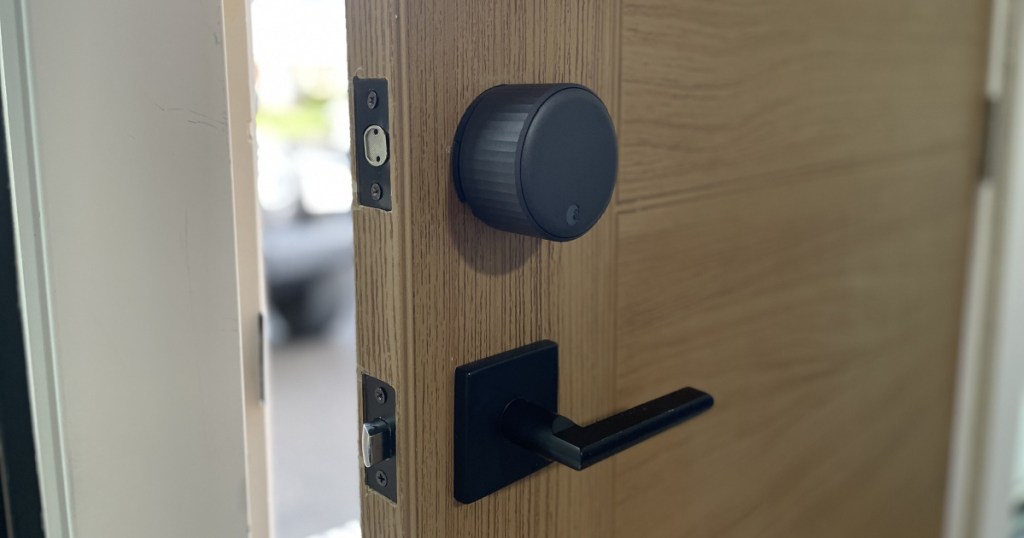august home smart lock on opened door