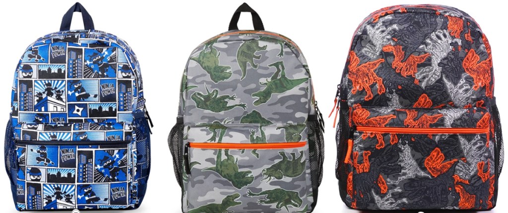 ninja and dino backpacks