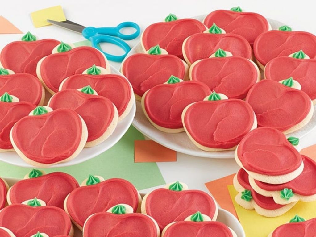 platters of apple frosted cookies