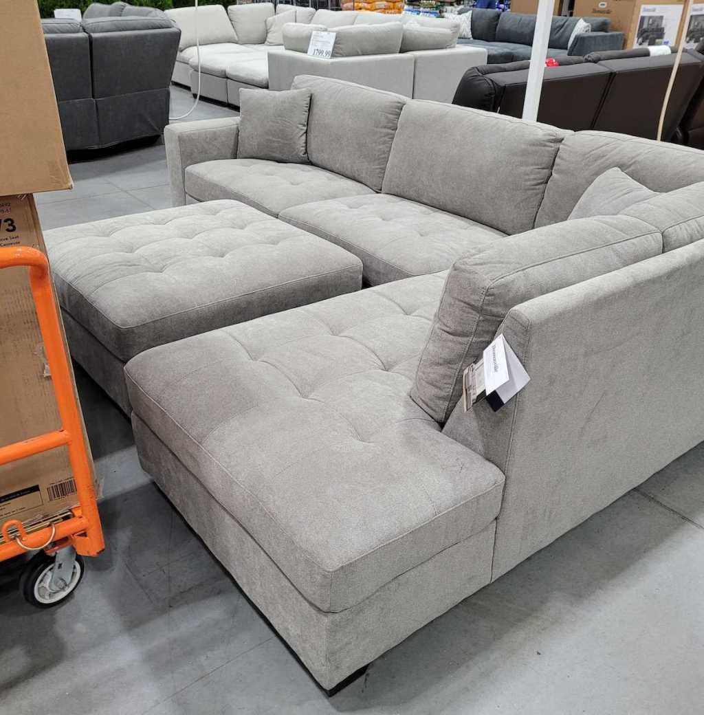 gray sectional couch in store