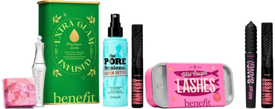 4 piece and 2 piece benefit gift sets stok images