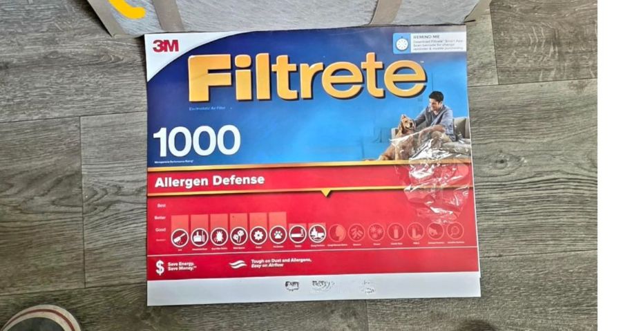 filtrete air filter on floor