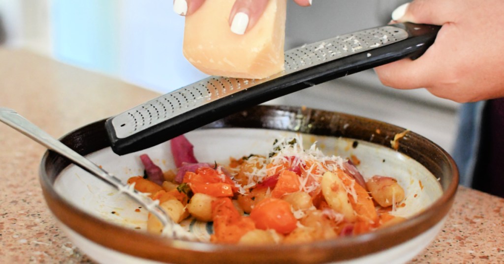 grating parmesan cheese