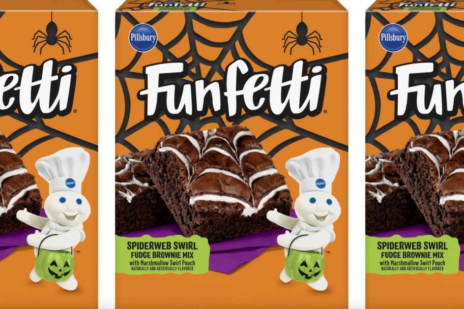 box of spiderweb brownies