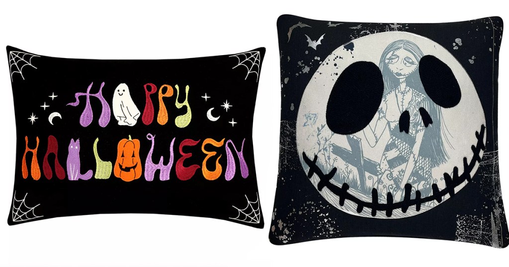 two halloween throw pillows 