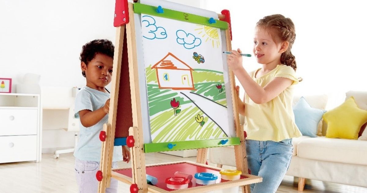 Hape All-in-One Wooden Kid's Art Easel with Paper Roll and
