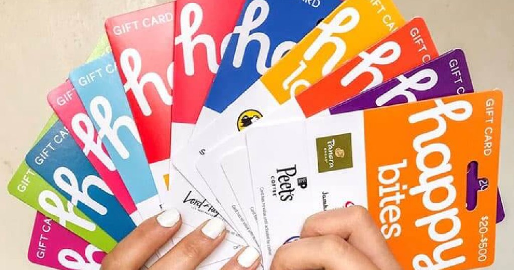 happy gift cards different ones in hands