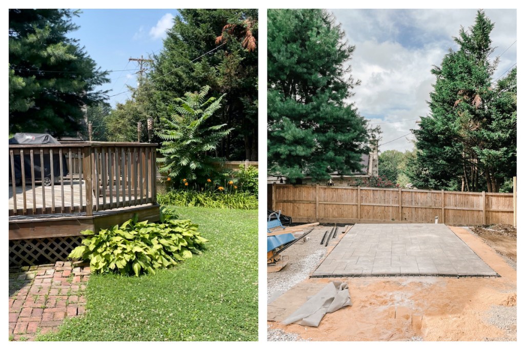 comparison of before and after backyard