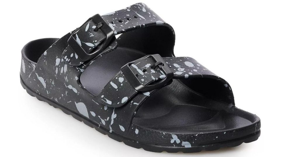 boys black and white splattered sandals