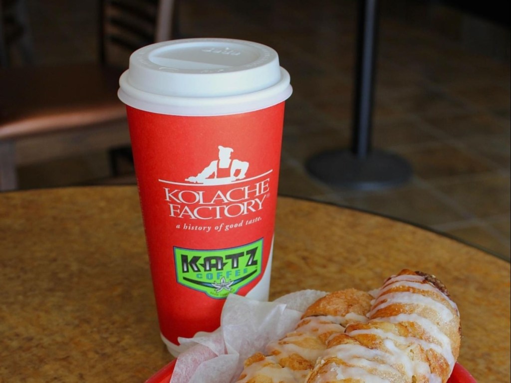 coffee and pastry from Kolache Factory