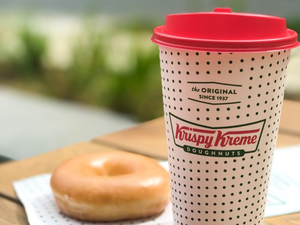coffee and douhgnut from Krispy Kreme