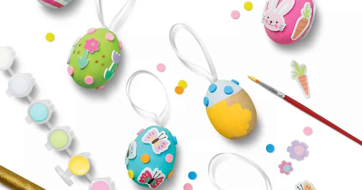 paper mache easter egg craft kit with paint and paint brush