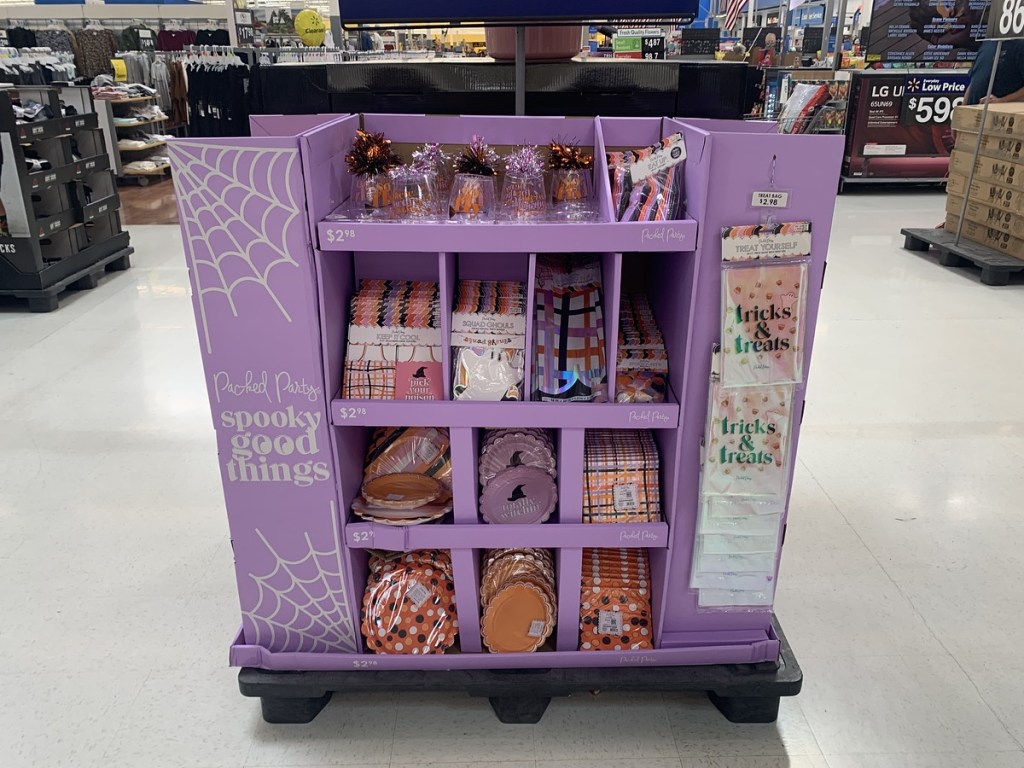 Halloween party supply display at Walmart