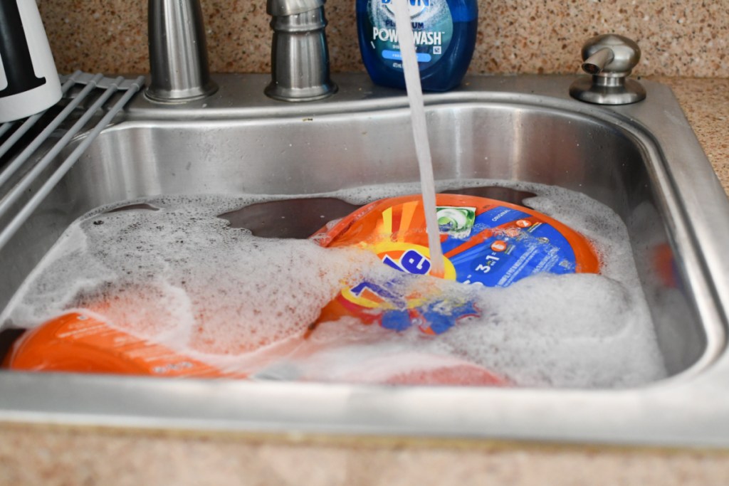 sink with tide containers to remove label