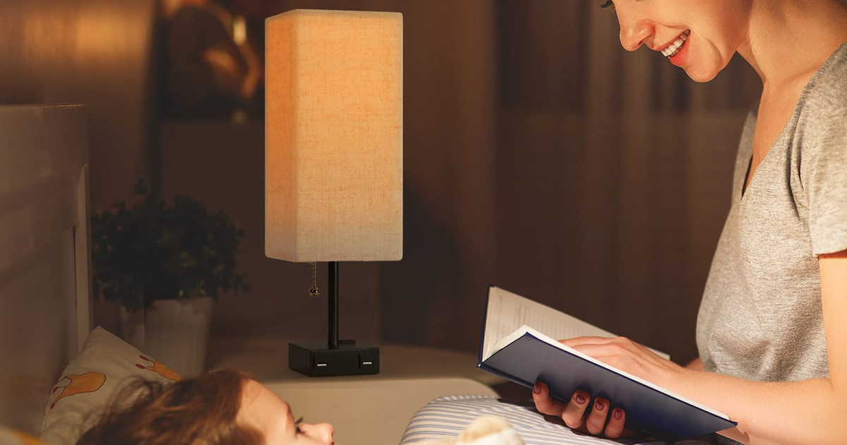 Bedside Lamps 2-Pack w/ USB Ports & Electrical Outlet Just $32.99 Shipped on Amazon