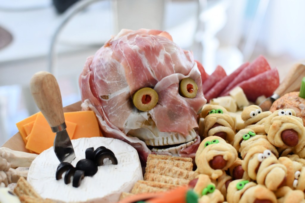 up close of Halloween charcuterie board