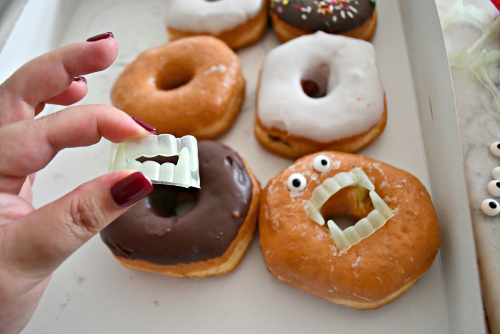 vampire donuts with plastic teeth